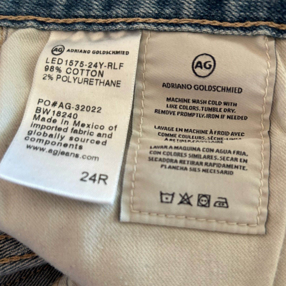 AG Adriano Goldschmied Ex‑Boyfriend Slouchy Slim AG‑ED Distressed Torn Jeans 24R - Picture 9 of 13